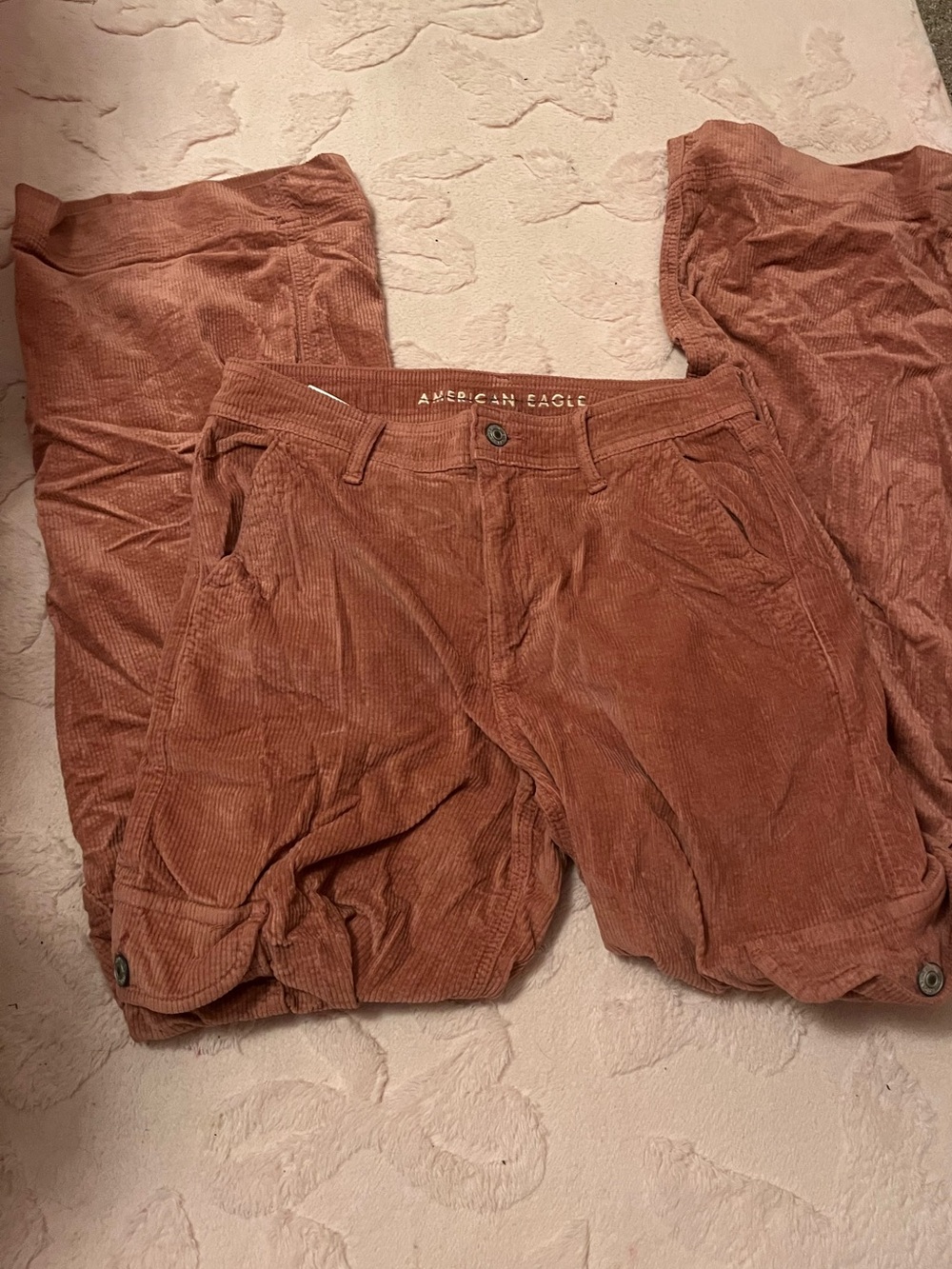 American Eagle Mauve Corduroy Stretch Pants